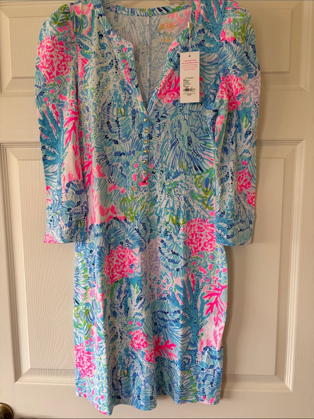 Lilly Pulitzer Floral Shift Dress NWT in Pink and Aqua size S